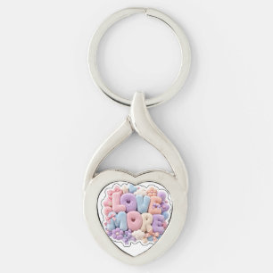Porte-clés Peluche Pastel "AMOUR EN PLUS" 3D