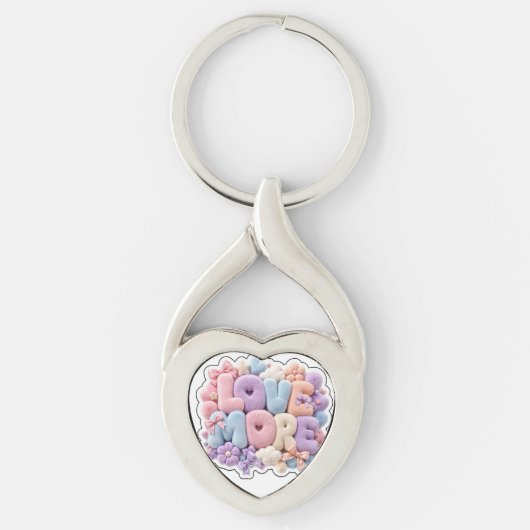 Porte-clés Peluche Pastel "AMOUR EN PLUS" 3D (Devant)