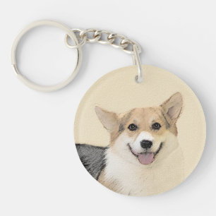 Porte-clés Pembroke Welsh Corgi Peinture - Art Chien original