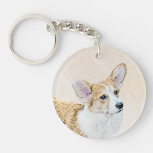 Porte-clés Pembroke Welsh Corgi Peinture - Art Chien original (Devant)