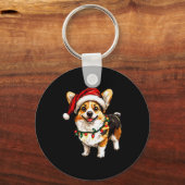 Porte-clés Pembroke Welsh Corgi Santa Christmas Tree Lights X (Recto)