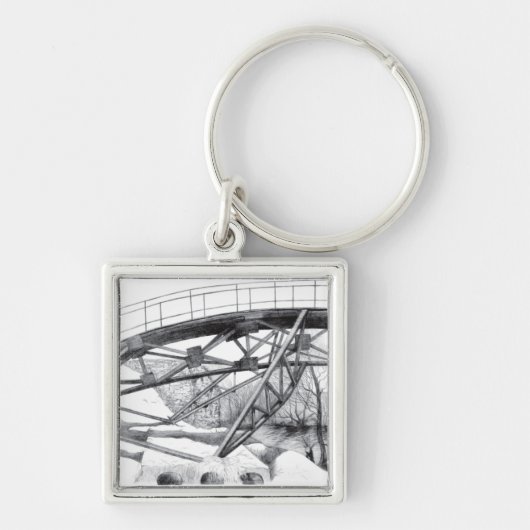 Porte-clés Pencilart de passerelle antique Monochrome (Devant)