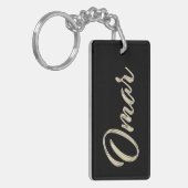 Porte-clés pendentif en or blanc Omar Name (Devant gauche)