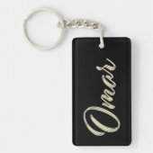 Porte-clés pendentif en or blanc Omar Name (Devant)
