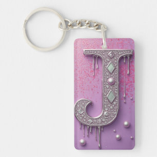Porte-clés Pendentif personnalisé lettre J or diamant Cadeau
