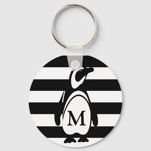 Porte-clés Penguin Black and White Striped Monogram (Recto)
