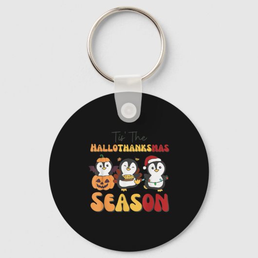 Porte-clés Penguin Christmas Halloween Tis' The Hallothanksma (Recto)