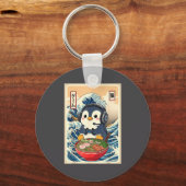 Porte-clés Penguin Kawaii Japanese Ramen Noodle Retro Gaming  (Recto)