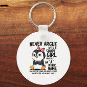 Porte-clés Penguin Never Argue With A Short Girl Named A  (Recto)
