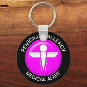 Porte-clés Pénicilline rose d'alerte Médicale (Recto)