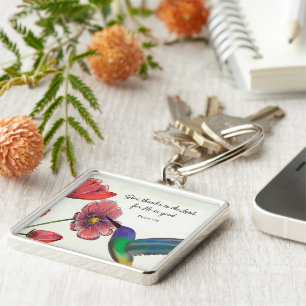 Porte-clés Pensée religieuse de fleurs de vous avec colibri
