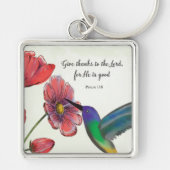 Porte-clés Pensée religieuse de fleurs de vous avec colibri (Devant)