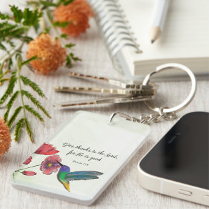 Porte-clés Pensée religieuse de fleurs de vous avec colibri