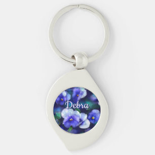 Porte-clés Pensées Personnalisées Fleur de Pensée Florale Ble