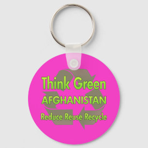 Porte-clés Pensez l'Afghanistan vert
