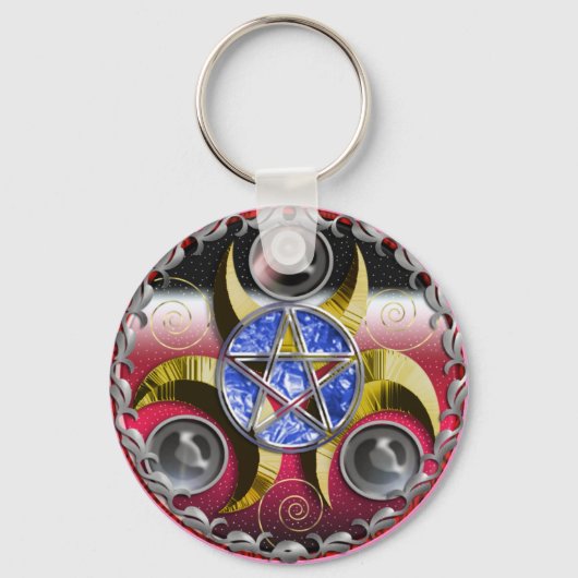 Porte-clés pentacle triple lune (Recto)