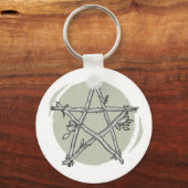 Porte-clés pentacle vert feuillage noir/blanc (Verso)