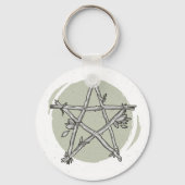 Porte-clés pentacle vert feuillage noir/blanc (Verso)