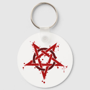 Porte-clés Pentagone étoilé repéré satanique rouge