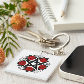 Porte-clés Pentagramme aux roses rouges (Devant Droit)