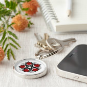 Porte-clés Pentagramme aux roses rouges (Côté)