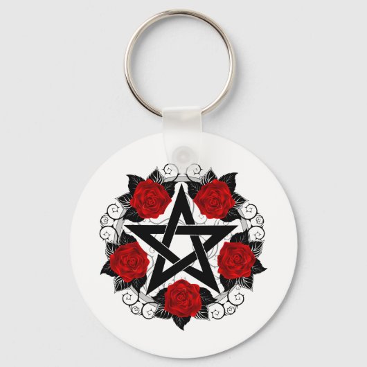 Porte-clés Pentagramme aux roses rouges (Recto)