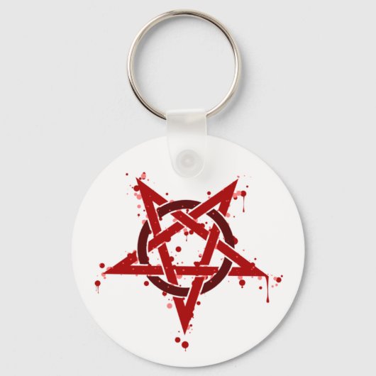 Porte-clés Pentagramme tacheté Satanique rouge (Recto)