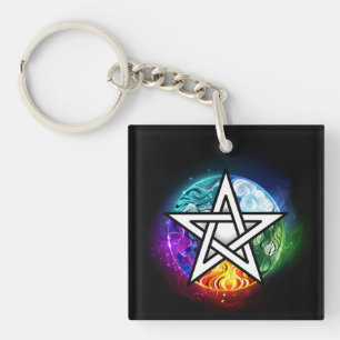 Porte-clés pentagramme wiccan