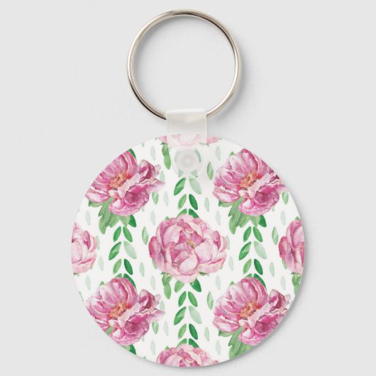 Porte-clés Peonies d'aquarelle rose (Recto)