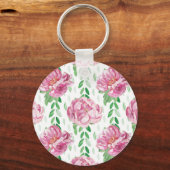 Porte-clés Peonies d'aquarelle rose (Recto)