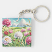 Porte-clés Peonies et devis (Dos)