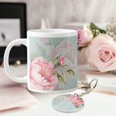 Porte-clés Peony Sage Botanics | Pink Floral & Gold Acrylic