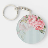 Porte-clés Peony Sage Botanics | Pink Floral & Gold Acrylic (Devant)