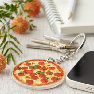 Porte-clés Pepperoni réaliste Pizza Round