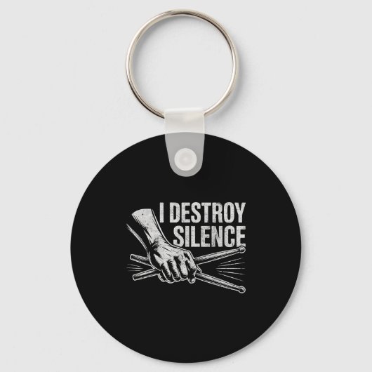 Porte-clés Percussionist Drummer I Destroy Silence Drumming L (Recto)