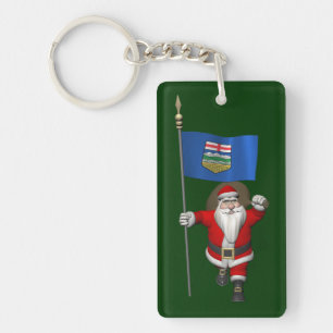 Porte-clés Père Noël Avec Drapeau De L'Alberta CDN