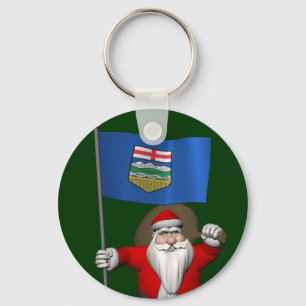 Porte-clés Père Noël Avec Drapeau De L'Alberta CDN