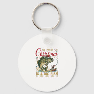 Porte-clés Père Noël Bateau Pêche Grand Poisson Bass Noël