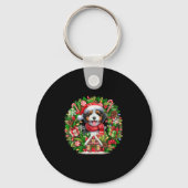 Porte-clés Père Noël Bernedoodle Noël Floral Circle Propriéta (Recto)