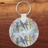 Porte-clés Père Noël Budgie Noël aquarelle peinture oiseau (Verso)