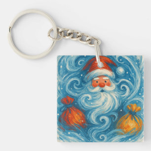Porte-clés Père Noël capricieuse dans une tempête hivernale t