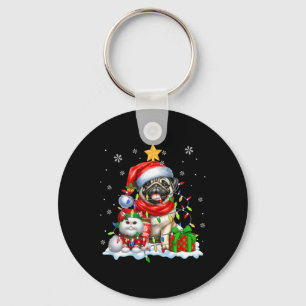 Porte-clés Père Noël Carlin Avec Elf Chat Feux de Noël Propri