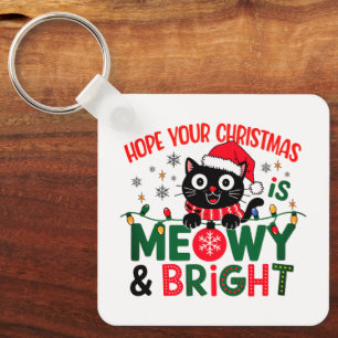 Porte-clés Père Noël Chat Noir Meowy & Noël Lumineux