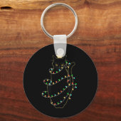 Porte-clés Père Noël Chat Noir Tangé Dans La Lumière De L'Arb (Recto)