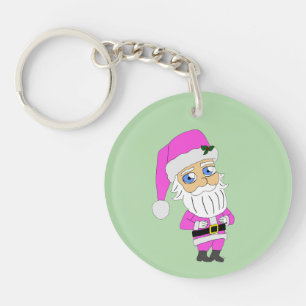Porte-clés Père Noël chibi en costume rose