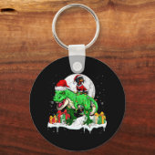 Porte-clés Père Noël Dachshund Riding T-rex Propriétaire de N (Recto)