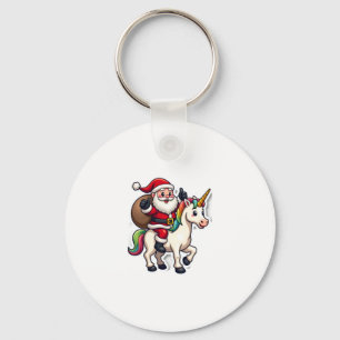Porte-clés Père Noël de Noël à cheval sur une licorne - Fille