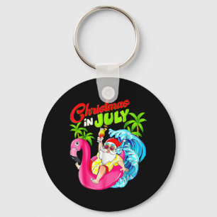 Porte-clés Père Noël de Noël d'été Flamingo Hawaïen Plage d'é