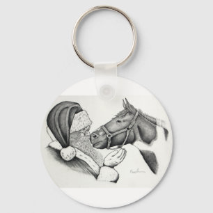 Porte-clés Père Noël de Noël et Cheval de Peinture