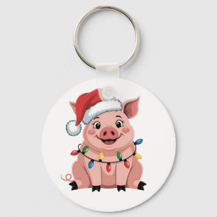 Porte-clés Père Noël de Noël pour cochon Chapeau de Noël Vaca